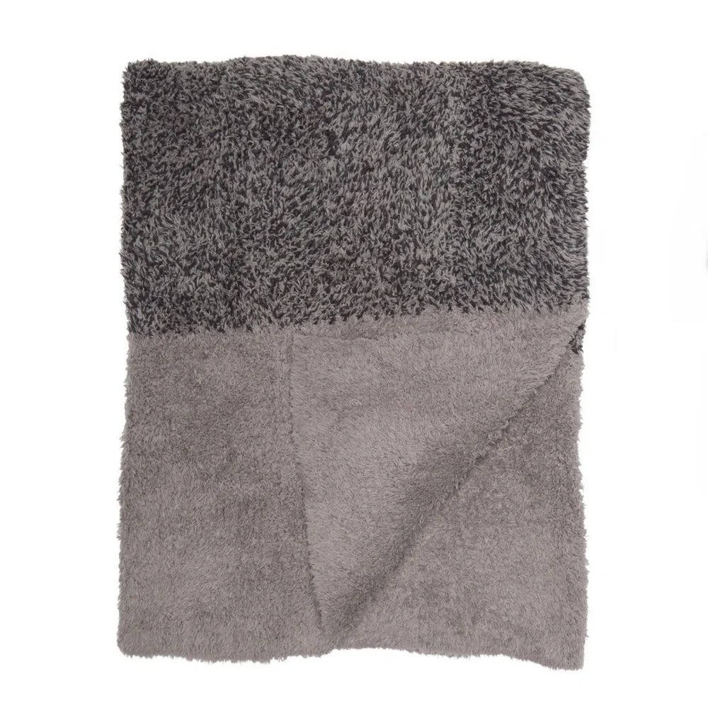 NWT Barefoot Dreams cozychic heathered stripe throw in warm gray/carbon
